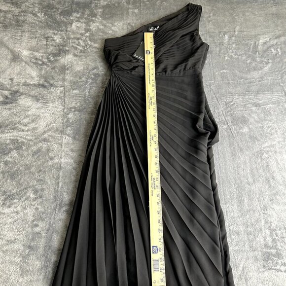 Nicole Miller One Shoulder Pleated Solid Black Dress Asymmetrical Whimisical 8 - Picture 8 of 12